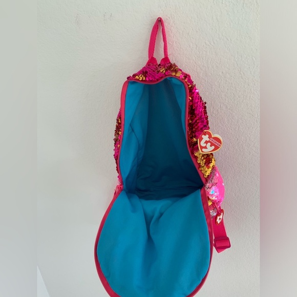 NWT Kid’s TY Fashion Gilda Color Changing Sequin Flamingo Backpack - Picture 8 of 12
